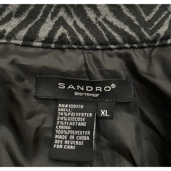 Sandro Sportswear Womens Size XL Black Gray Animal Print Short Coat - Picture 7 of 12